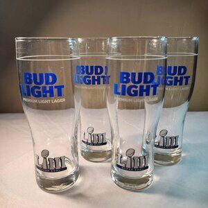 Bud Light Super Bowl LIII 53 Beer Glasses 16oz (Set of 4)